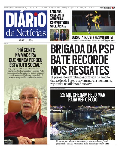 Edição do dia 8 Dezembro 2025 da pubicação Diário de Notícias