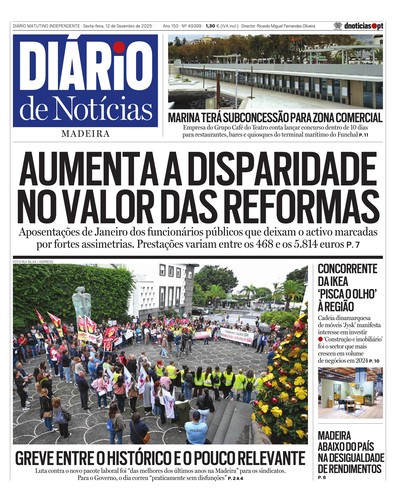 Edição do dia 12 Dezembro 2025 da pubicação Diário de Notícias
