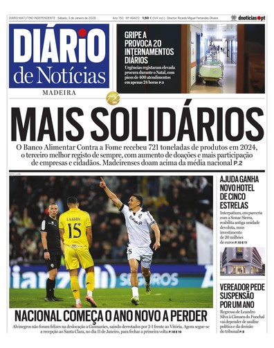 Edição do dia 3 Janeiro 2026 da pubicação Diário de Notícias