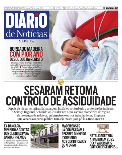 Edição do dia 17 Janeiro 2026 da pubicação Diário de Notícias
