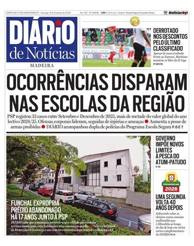 Edição do dia 8 Fevereiro 2026 da pubicação Diário de Notícias