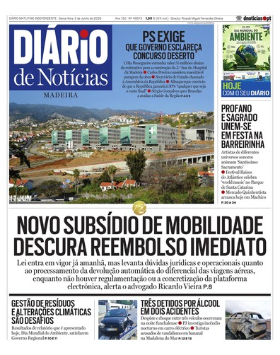 Edição do dia 5 Junho 2026 da pubicação Diário de Notícias