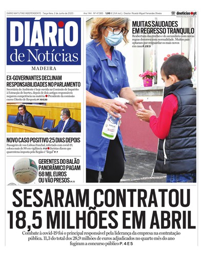 Edição do dia 2 Junho 2020 da pubicação Diário de Notícias