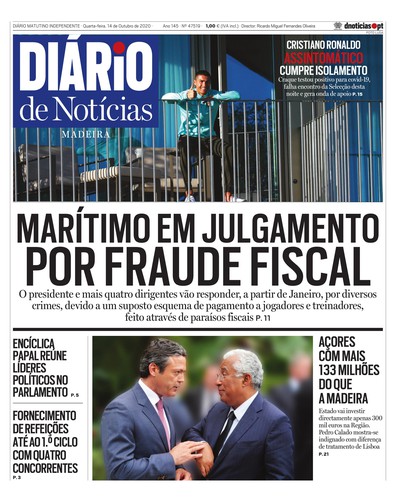 Edição do dia 14 Outubro 2020 da pubicação Diário de Notícias