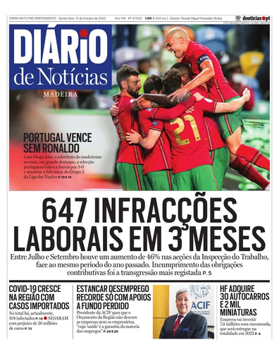 Edição do dia 15 Outubro 2020 da pubicação Diário de Notícias
