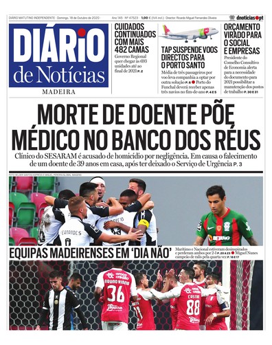 Edição do dia 18 Outubro 2020 da pubicação Diário de Notícias