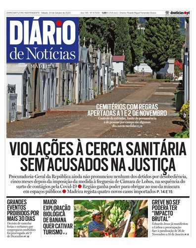 Edição do dia 24 Outubro 2020 da pubicação Diário de Notícias