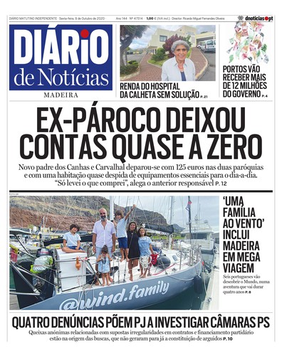 Edição do dia 9 Outubro 2020 da pubicação Diário de Notícias