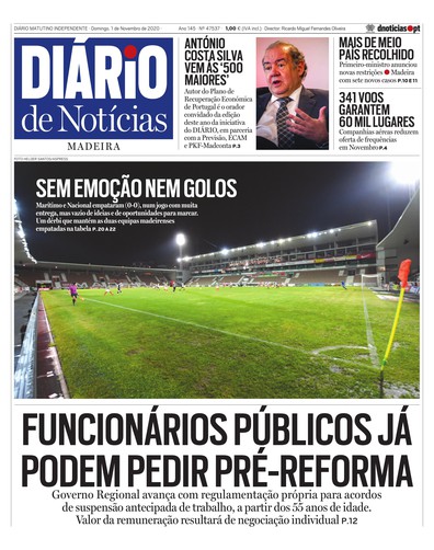 Edição do dia 1 Novembro 2020 da pubicação Diário de Notícias