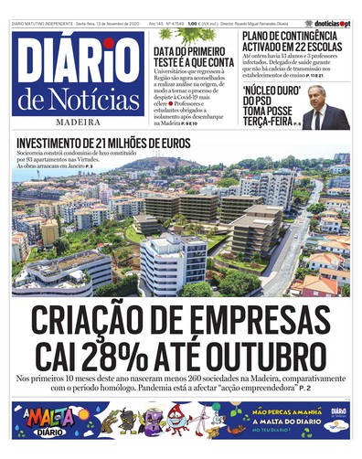 Edição do dia 13 Novembro 2020 da pubicação Diário de Notícias