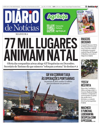 Edição do dia 26 Novembro 2020 da pubicação Diário de Notícias