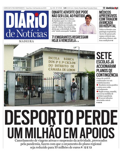 Edição do dia 3 Novembro 2020 da pubicação Diário de Notícias