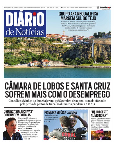Edição do dia 9 Novembro 2020 da pubicação Diário de Notícias