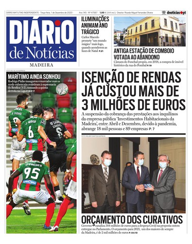 Edição do dia 1 Dezembro 2020 da pubicação Diário de Notícias