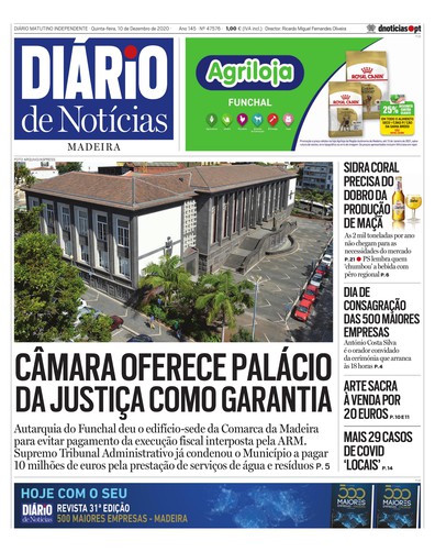 Edição do dia 10 Dezembro 2020 da pubicação Diário de Notícias