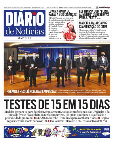 Edição do dia 11 Dezembro 2020 da pubicação Diário de Notícias