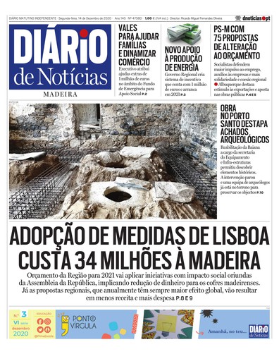 Edição do dia 14 Dezembro 2020 da pubicação Diário de Notícias