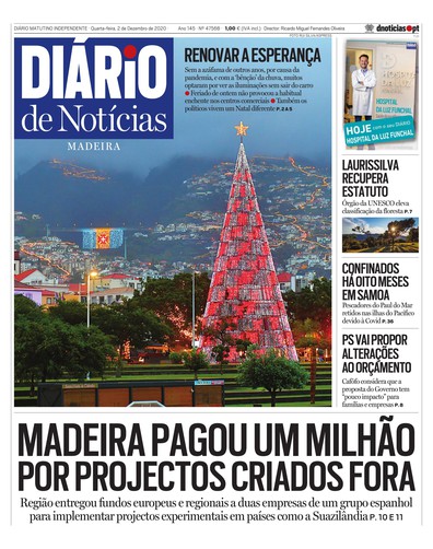 Edição do dia 2 Dezembro 2020 da pubicação Diário de Notícias
