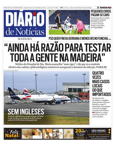Edição do dia 21 Dezembro 2020 da pubicação Diário de Notícias