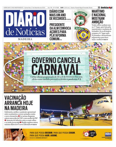 Edição do dia 31 Dezembro 2020 da pubicação Diário de Notícias