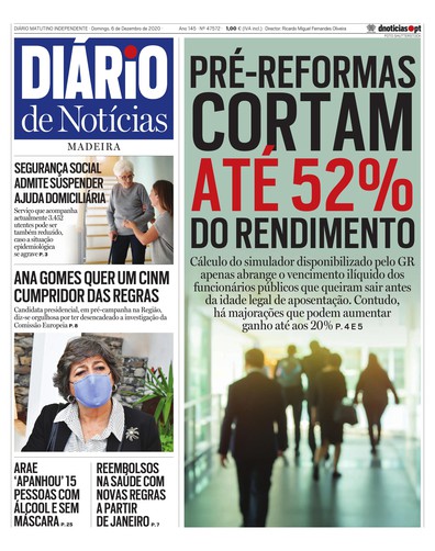 Edição do dia 6 Dezembro 2020 da pubicação Diário de Notícias
