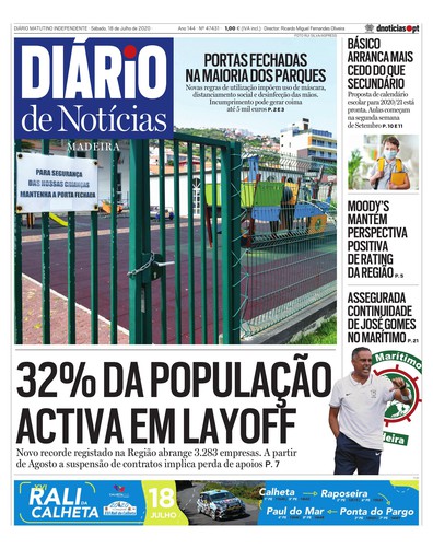 Edição do dia 18 Julho 2020 da pubicação Diário de Notícias