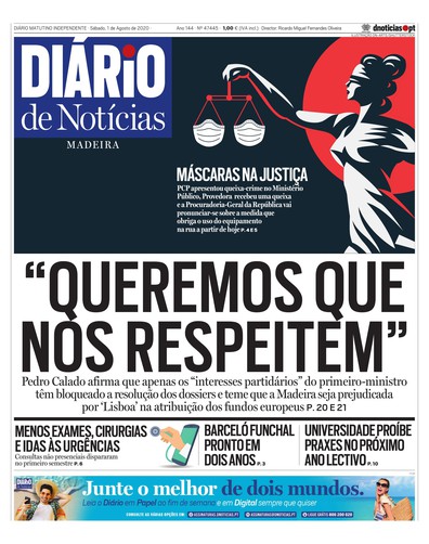 Edição do dia 1 Agosto 2020 da pubicação Diário de Notícias