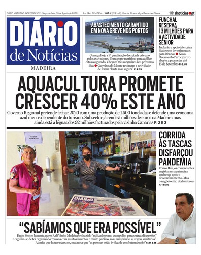 Edição do dia 10 Agosto 2020 da pubicação Diário de Notícias