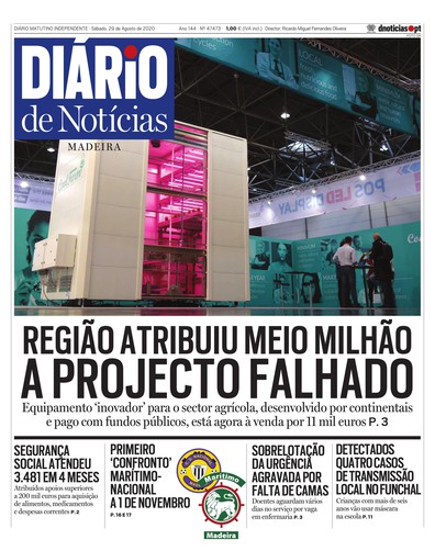 Edição do dia 29 Agosto 2020 da pubicação Diário de Notícias