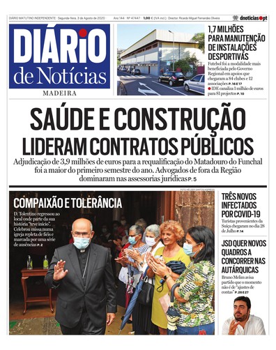 Edição do dia 3 Agosto 2020 da pubicação Diário de Notícias