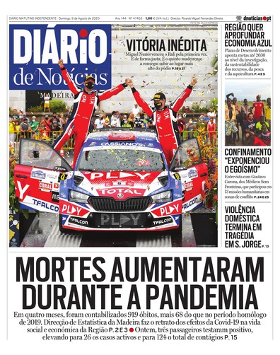 Edição do dia 9 Agosto 2020 da pubicação Diário de Notícias