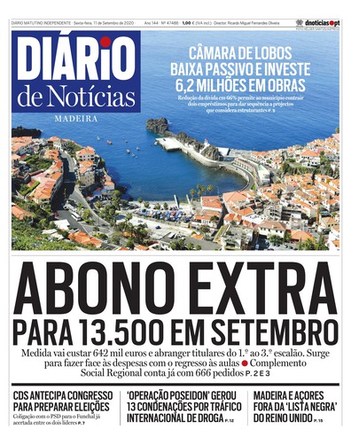 Edição do dia 11 Setembro 2020 da pubicação Diário de Notícias