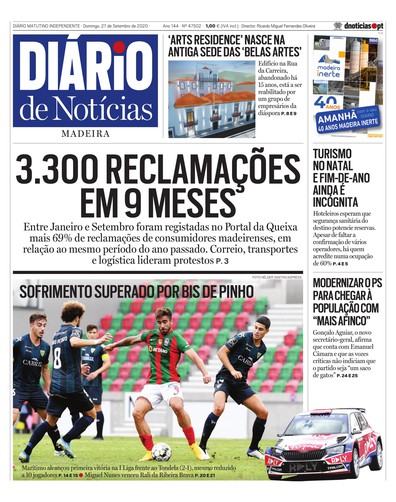 Edição do dia 27 Setembro 2020 da pubicação Diário de Notícias