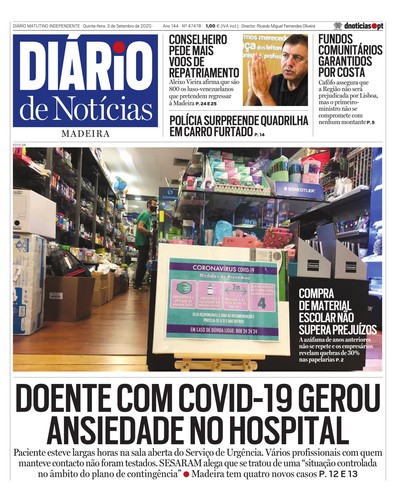 Edição do dia 3 Setembro 2020 da pubicação Diário de Notícias