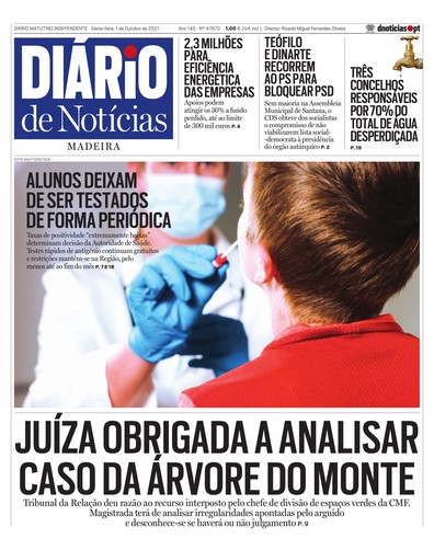 Edição do dia 1 Outubro 2021 da pubicação Diário de Notícias