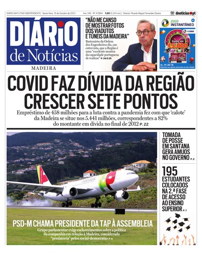 Edição do dia 15 Outubro 2021 da pubicação Diário de Notícias
