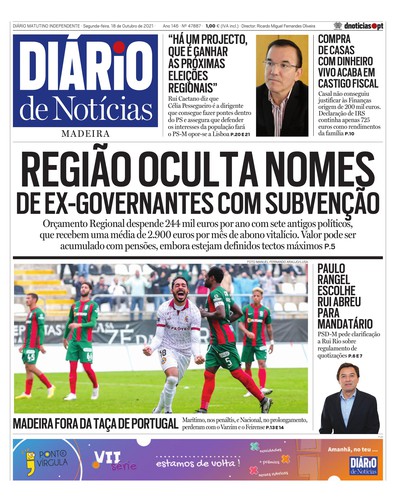 Edição do dia 18 Outubro 2021 da pubicação Diário de Notícias