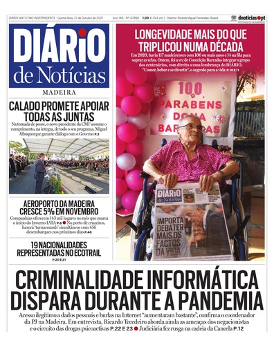 Edição do dia 21 Outubro 2021 da pubicação Diário de Notícias