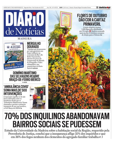 Edição do dia 4 Outubro 2021 da pubicação Diário de Notícias