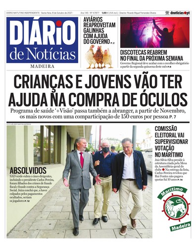 Edição do dia 8 Outubro 2021 da pubicação Diário de Notícias