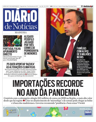 Edição do dia 15 Novembro 2021 da pubicação Diário de Notícias