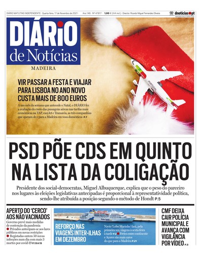 Edição do dia 17 Novembro 2021 da pubicação Diário de Notícias