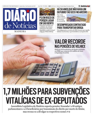 Edição do dia 3 Novembro 2021 da pubicação Diário de Notícias