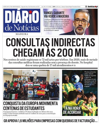 Edição do dia 8 Novembro 2021 da pubicação Diário de Notícias