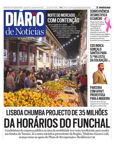 Edição do dia 1 Dezembro 2021 da pubicação Diário de Notícias