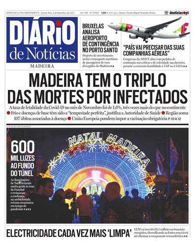 Edição do dia 2 Dezembro 2021 da pubicação Diário de Notícias