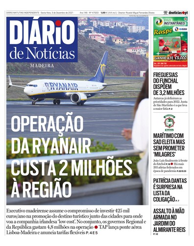 Edição do dia 3 Dezembro 2021 da pubicação Diário de Notícias