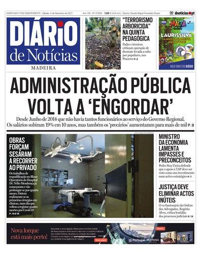 Edição do dia 4 Dezembro 2021 da pubicação Diário de Notícias