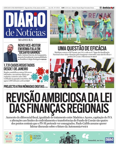 Edição do dia 18 Janeiro 2021 da pubicação Diário de Notícias