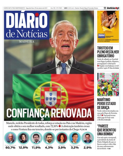 Edição do dia 25 Janeiro 2021 da pubicação Diário de Notícias